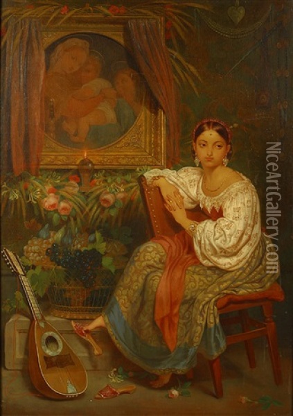 Demoiselle Elegante Oil Painting - Philippe-Jacques van Bree