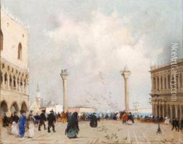 Venezia, In Piazza San Marco Oil Painting - Italico Brass