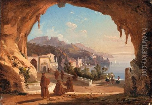 Ansicht Von Amalfi Oil Painting - Eduard Karl Biermann