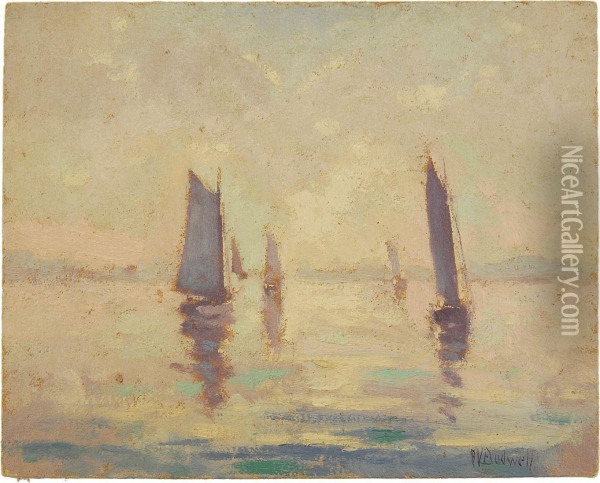 Impressionist Harbor Scene Oil Painting - Arthur Bodwell Van Zile