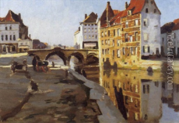 Le Pont Gothique A Malines Oil Painting - Victor Olivier Gilsoul