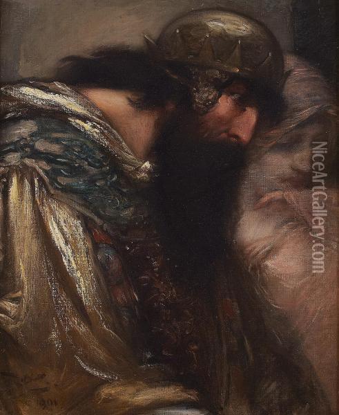 King And Ethereal Maiden Oil Painting - Robert Burns