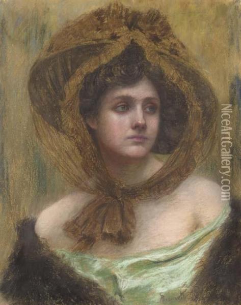 Jeune Femme Au Chapeau Oil Painting - Paul Albert Besnard