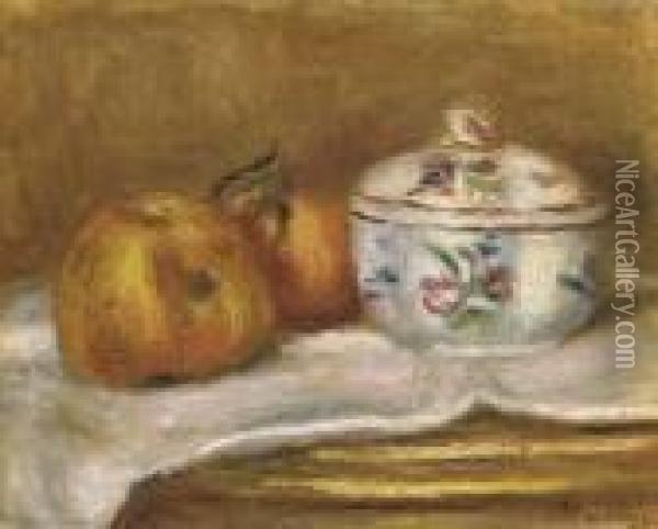 Sucrier, Pomme Et Orange Oil Painting - Pierre Auguste Renoir