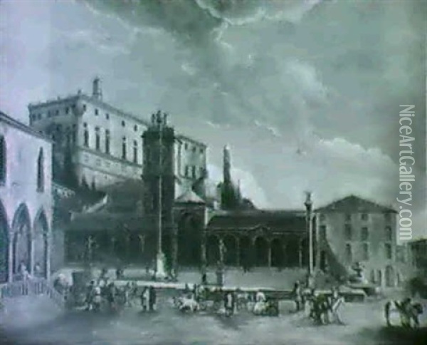 Udine, The Piazza Contanera Oil Painting - Luca Carlevarijs
