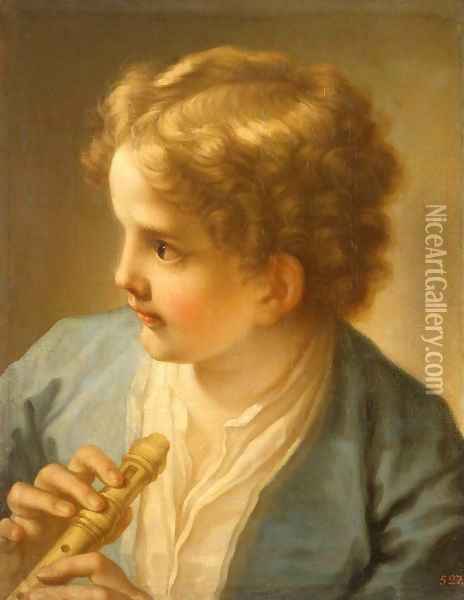 Boy with a Flute Oil Painting - Benedetto Luti