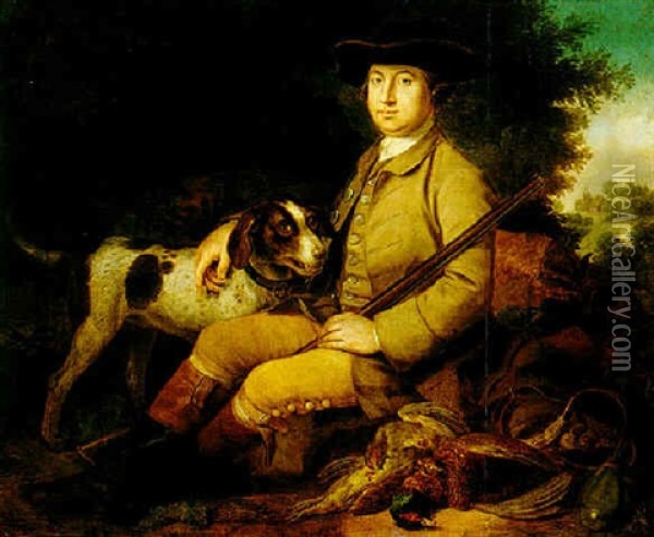 Portrait Of A Gentleman With His Hound And Bag Of Game Oil Painting - Philipp Reinagle
