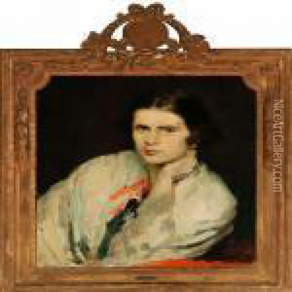 Portrait Of A Young Lady Oil Painting - Herman A. Vedel