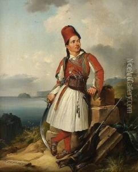 Griechischer
 Freiheitskampfer Oil Painting - Christian Johann G. Perlberg