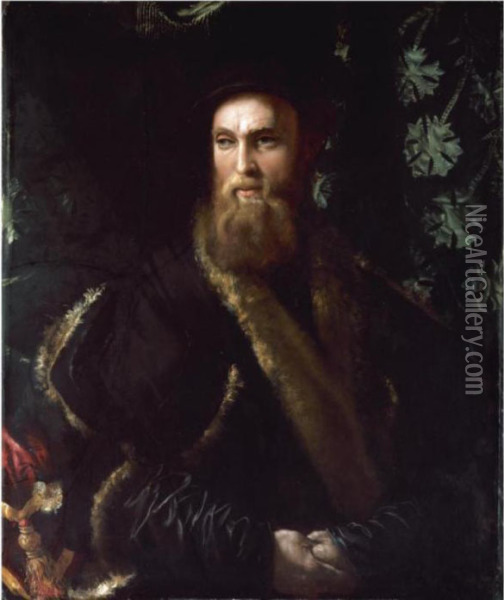 Portrait Of Bindo Altoviti (1491-1556) Oil Painting - Girolamo da Carpi