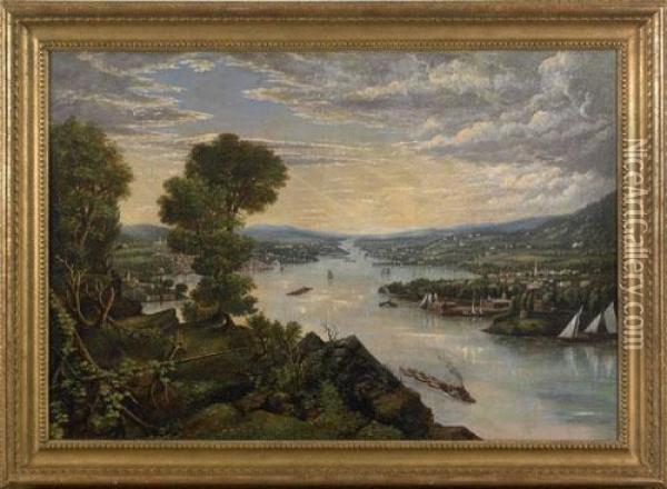 View Of The Hudson At Newburgh And Beacon Oil Painting - Samuel Adams Hudson