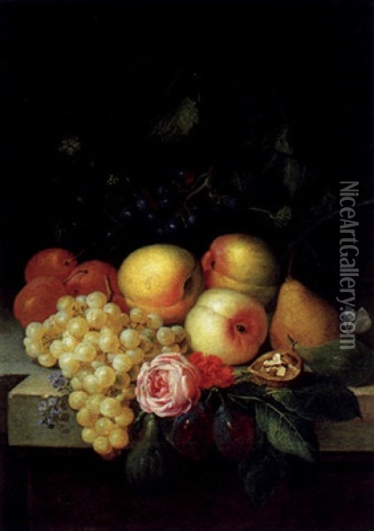 Stilleben Mit Weintrauben, Apfeln, Feigen Und Anderen Fruchten Oil Painting - Georgius Jacobus Johannes van Os