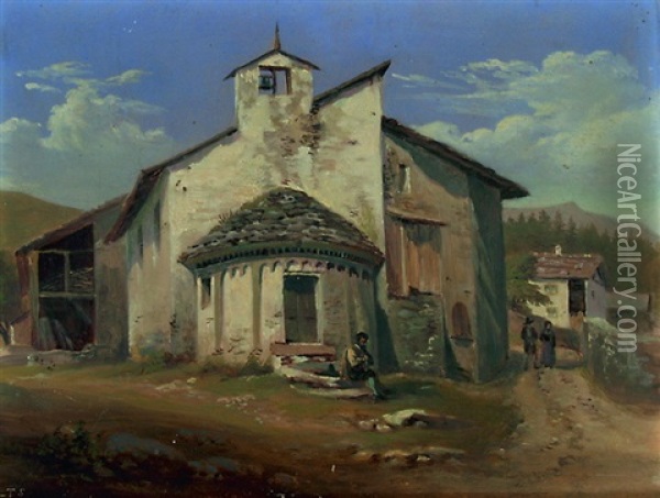 Kapelle St. Wendelin In Cazis Oil Painting - Traugott Schiess