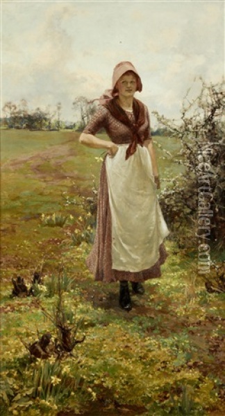A Country Lassie Oil Painting - Alfred William Parsons