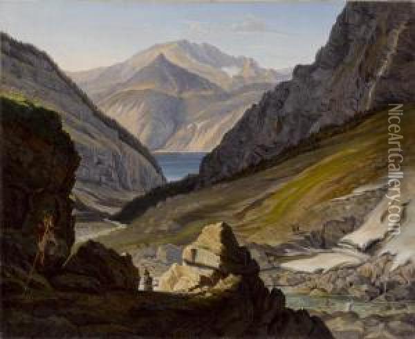 Landschaft Im Salzkammergut Oil Painting - Gustav Reinhold