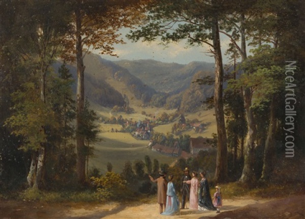 Ein Waldspaziergang Mit Blick In Ein Schlesisches Tal Oil Painting - Adolf Dressler