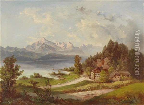 Worthersee - View Of The Mittagskogel Oil Painting - Jakob Canciani
