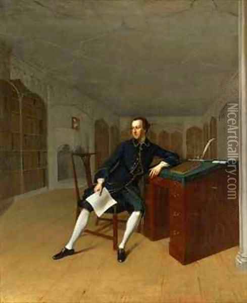 Sir Roger Newdigate 1719-1806 in the Library at Arbury Oil Painting - Arthur Devis
