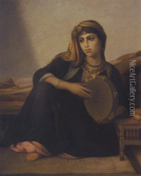 Aegyptisk Fellahkvinde Med Tamburin Oil Painting - Felix Auguste Clement