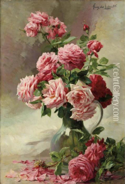 Vase De Roses Oil Painting - Albert Tibule Furcy De Lavault