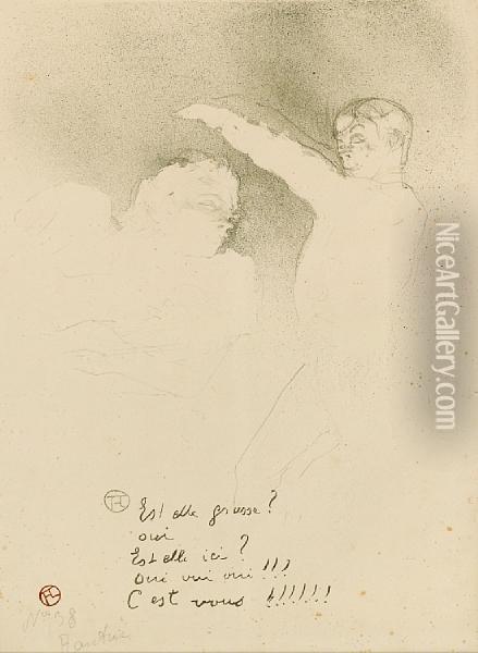 Aux Varietes: Mademoiselle Lender Et Brasseur Oil Painting - Henri De Toulouse-Lautrec