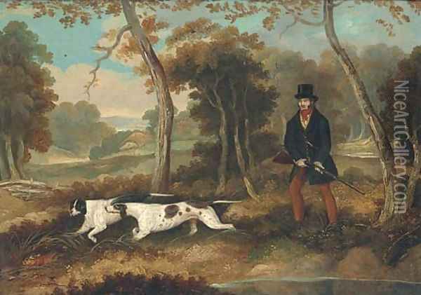 A huntsman with two pointers Oil Painting - Samuel John Egbert Jones