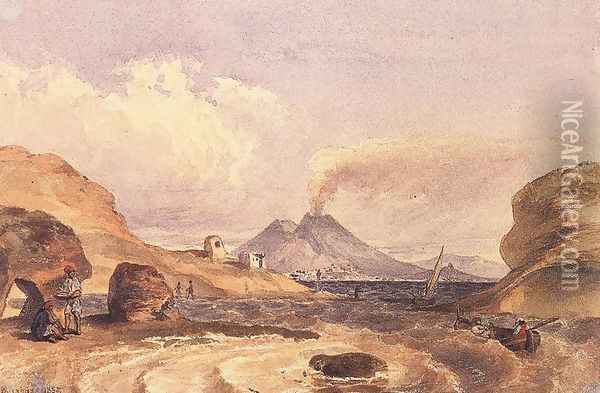 A Vezuv Capri szigeterol, 1835 Oil Painting - Miklos Barabas
