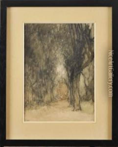Une Allee D'arbres Oil Painting - Ernest Antoine Hebert