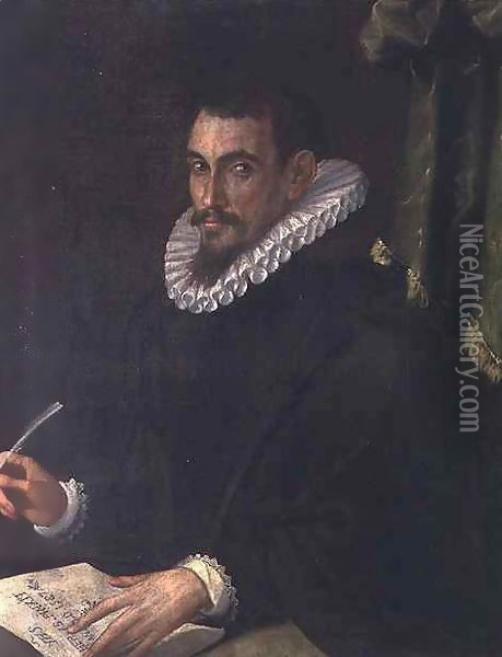 Portrait of a Scholar (Giacomo Castelvetro) Oil Painting - Ercole dell' Abbate