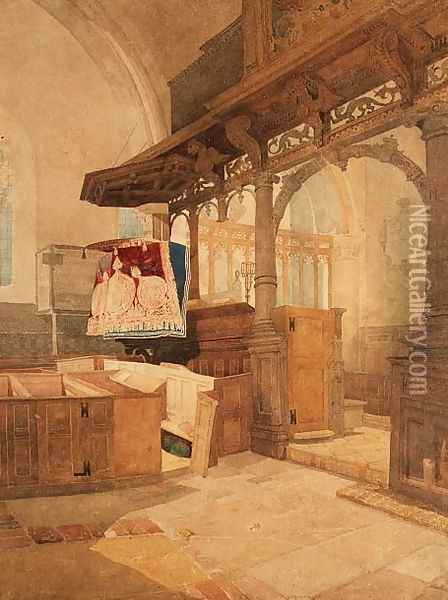Interior of Trentham Church, Staffordshire, c.1808 Oil Painting - John Sell Cotman