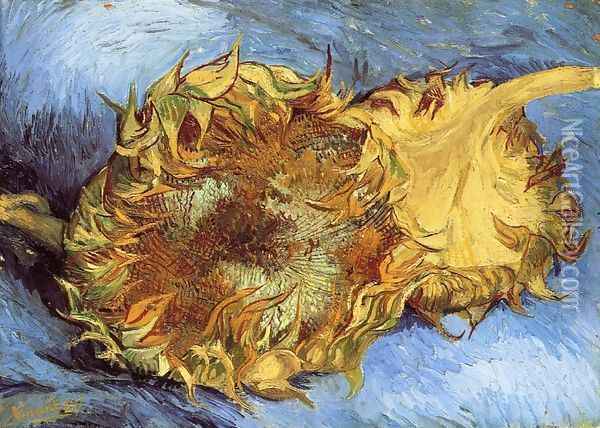 Still Life with Two Sunflowers I Oil Painting - Vincent Van Gogh