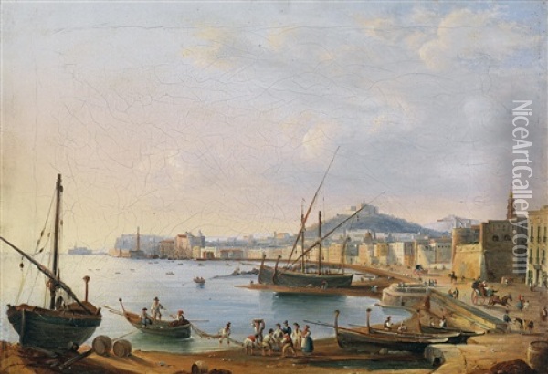 Ansicht Von Neapel, Von Marinella Aus Gesehen Oil Painting - Salvatore Candido