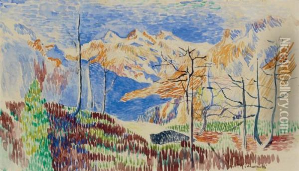 Berglandschaft Im Bergell Oil Painting - Giovanni Giacometti