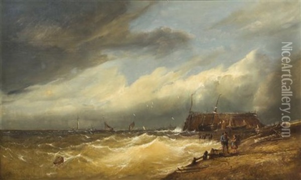 Shipping Off The English Coast Oil Painting - Charles Parsons Knight