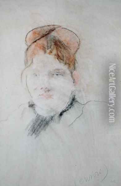 Head of a Woman 1886 Oil Painting - Berthe Morisot