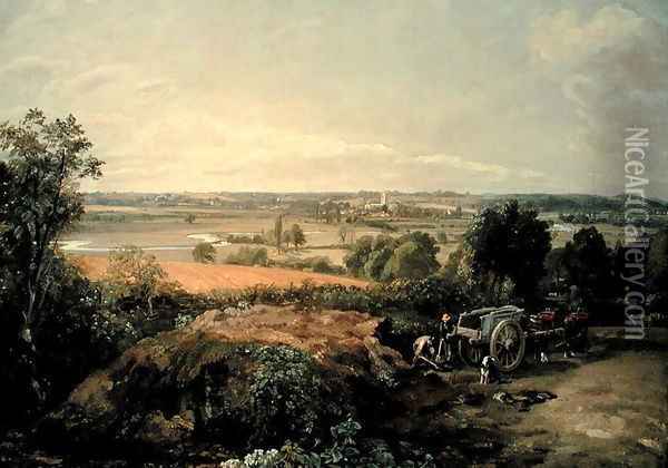 Stour Valley and Dedham Church, c.1815 Oil Painting - John Constable