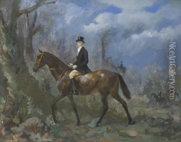 Portrait Of Madame Conrad On Horseback Oil Painting - Alexander Evgenievich Yakovlev