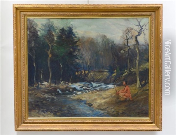 Landscape With Figure Oil Painting - Arthur Clifton Goodwin