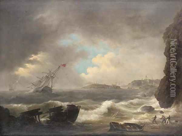 The aftermath of the Great Gale Oil Painting - Thomas L. Hornbrook