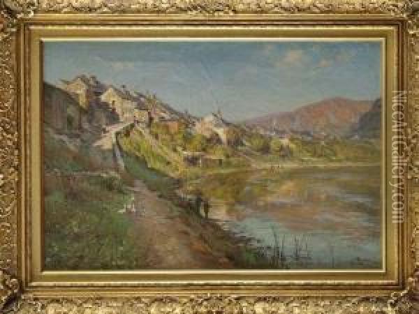 Vue Du Village De Revin Oil Painting - Alfred Renaudin