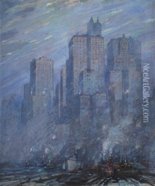 View Of New York Oil Painting - Frederik Usher Devoll
