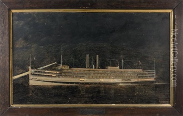 The Hudson River Paddlewheel Steamer C.w. Morse Oil Painting - Antonio Jacobsen