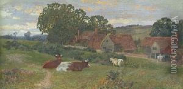 Evening On Westcott Common, Nr Dorking Oil Painting - Charles Collins