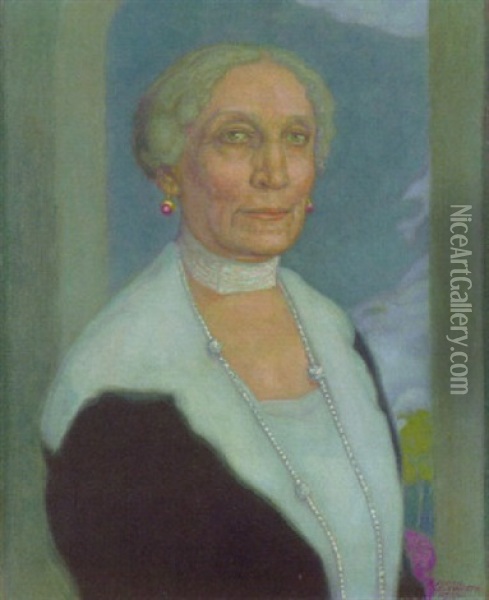 Damenportrat Oil Painting - Karl Schmoll Von Eisenwerth