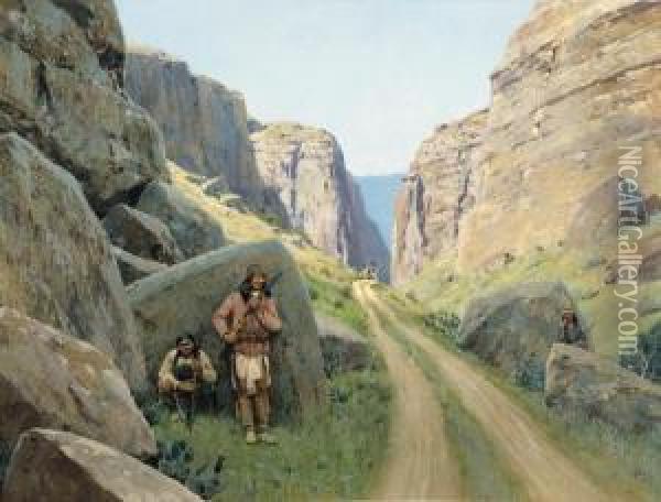 The Ambush
Signed And Dated 'farny '97' (lower Right) Oil Painting - Henry Farny