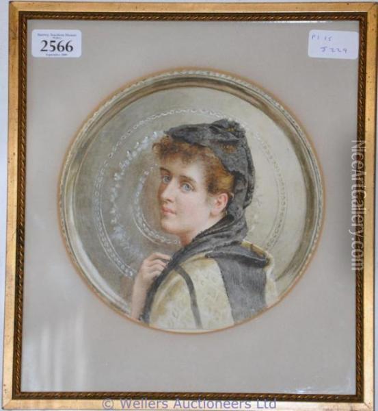 Portrait In The Round Of A Young Woman Oil Painting - George Goodwin Kilburne