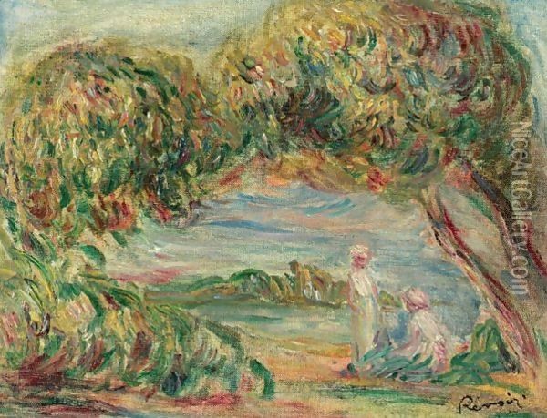 Deux Femmes Dans Un Paysage Oil Painting - Pierre Auguste Renoir
