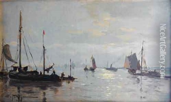 Le Port Oil Painting - Edmond Marie Petitjean
