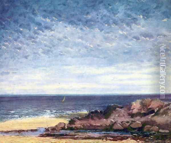 Sea coast in Normandy Oil Painting - Gustave Courbet
