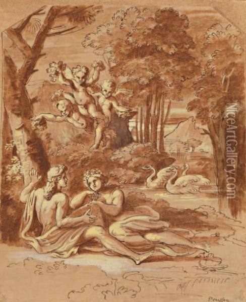Venus Et Adonis Dans Un Paysage Classique Oil Painting - Michel Corneille II